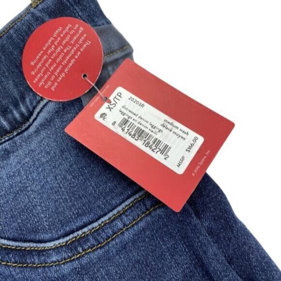 Spanx Distressed Skinny Medium Wash Jeans Jeggings Size XS - Picture 7 of 10